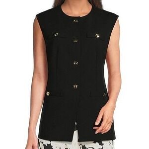 Anne Klein Four Button Sleeveless Vest Urban‎ Stretch Vest Black Womens Size 6